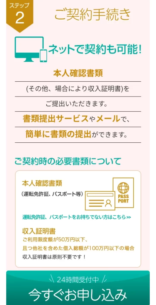 審査通過後、本人確認書類を提出する必要があるアイフルの契約。