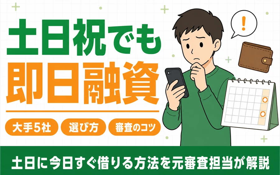 土日祝に即日融資できる大手消費者金融の選び方を解説する記事のアイキャッチ